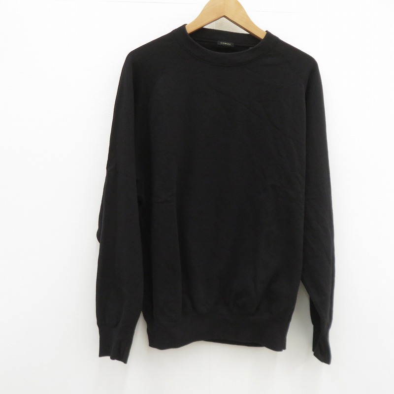【中古】COMOLI | コモリ LWコットン裏毛クルーネック スウェット D01-05017 ブラック サイズ：2【瀬戸大橋店】