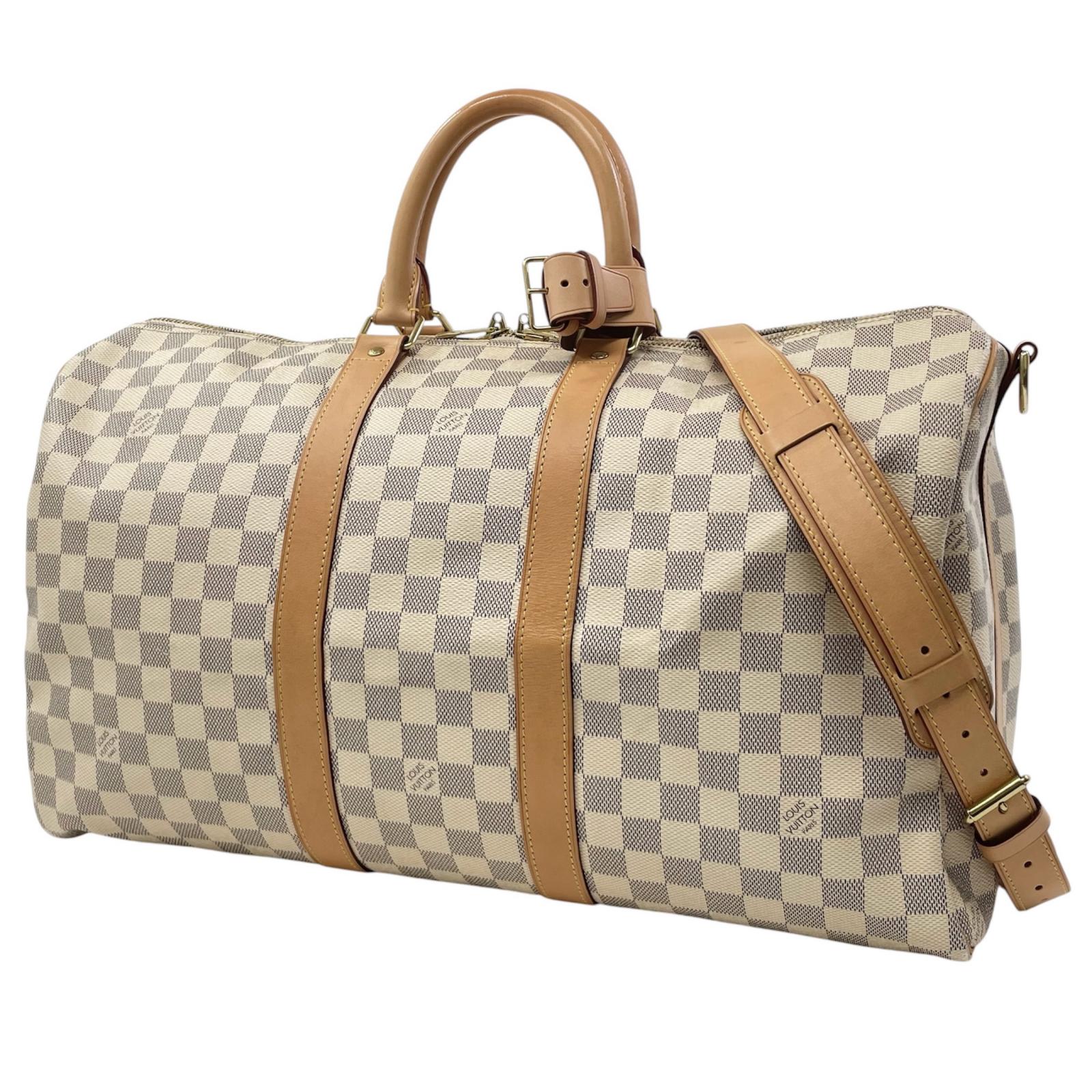 【中古】LOUIS VUITTON | ルイ・ヴィトン キーポル バンドリエール 45 ダミエ アズール ボストンバッグ 周遊御徒面子 N48223 白いこと【尾張小牧店】