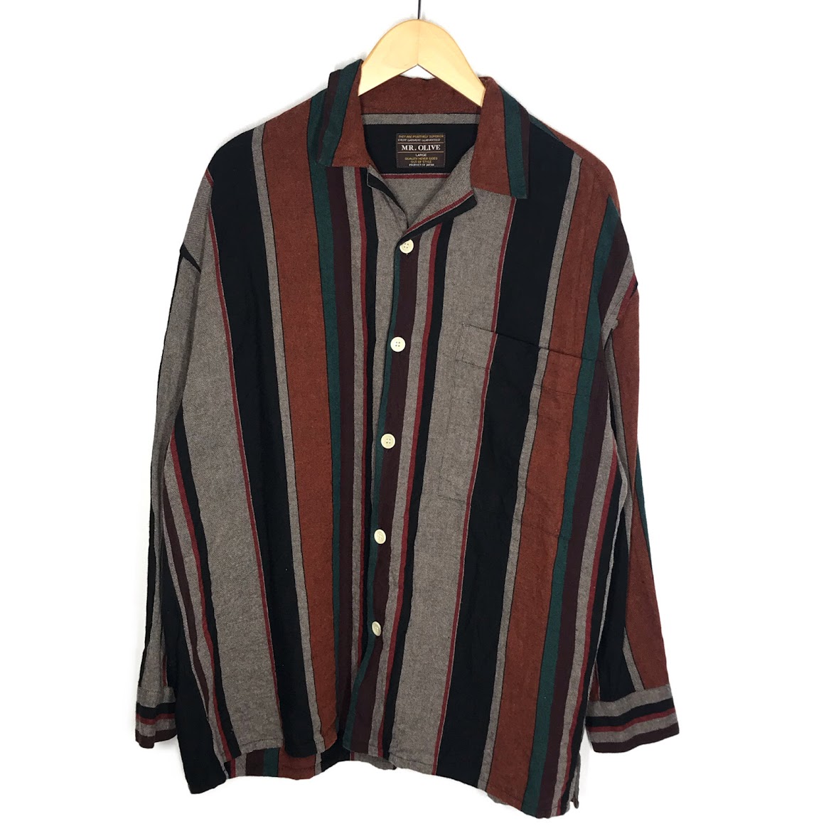 【中古】MR.OLIVE | ミスターオリーブ BIG SILHOUTTE OPEN COLAR SHIRT マルチストライプ 長袖シャツ M-20328 マルチカラー サイズ：L【倉吉店】