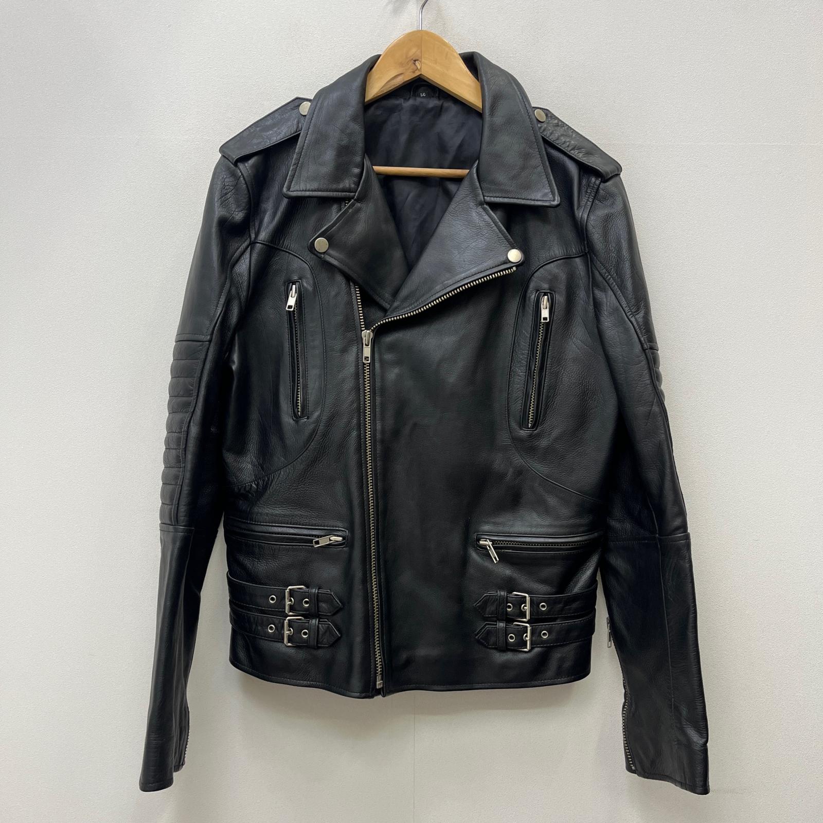 【中古】 double riders jacket ラムレザー 韓国製 ライダースジャケット ブラック サイズ:50【加古川店】