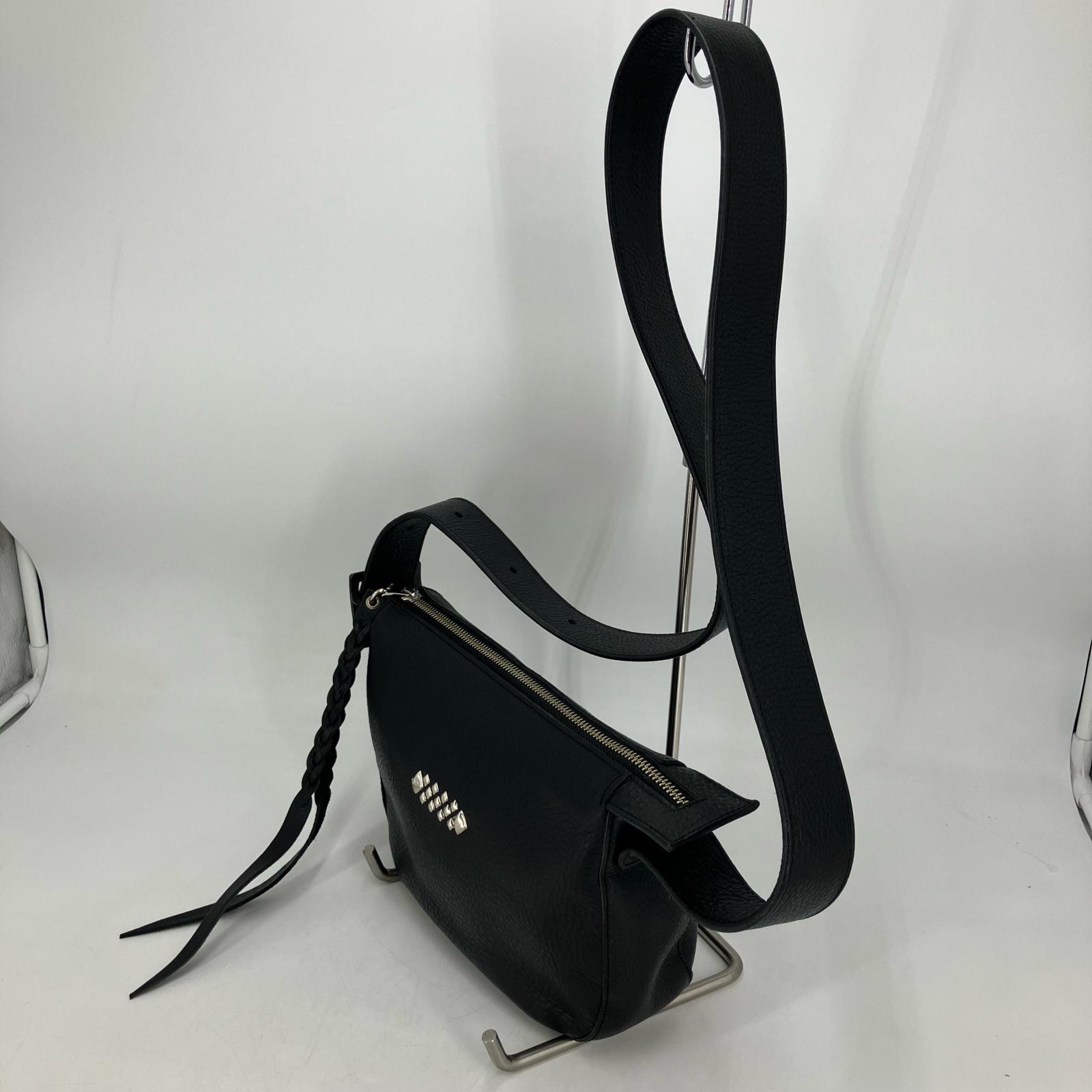 【中古】STUDS LEATHER SHOULDER BAG ショルダーバッグ ブラック【イオン広店】