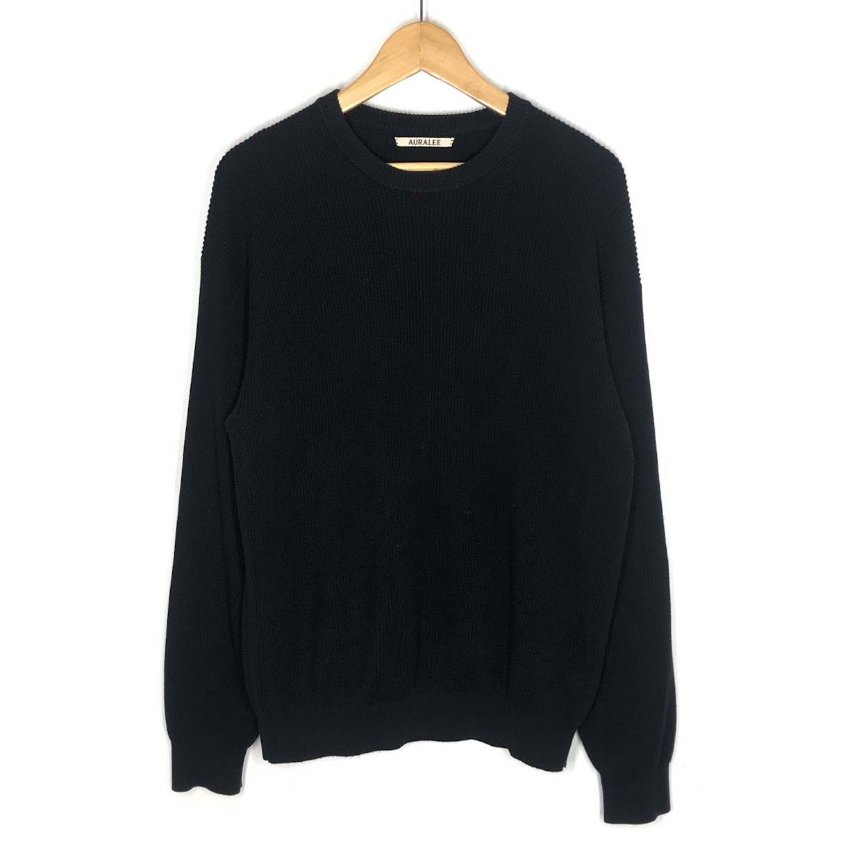 【中古】AURALEE | オーラリー SUPER HARD TWIST RIB KNIT P/O MIX スーパーハードツイストリブニットプルオーバー プルオーバー A20SP02TR 黒いこと 大いさ：3【倉吉店】 ニット・セーター-メンズファッション-トップス
