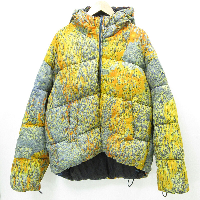 【中古】DIESEL | ディーゼル W-BOGAERT PUFFER JACKET 総柄中綿ジャケット A14520 イエロー×ブルー マルチカラー サイズ：46【三重本店】