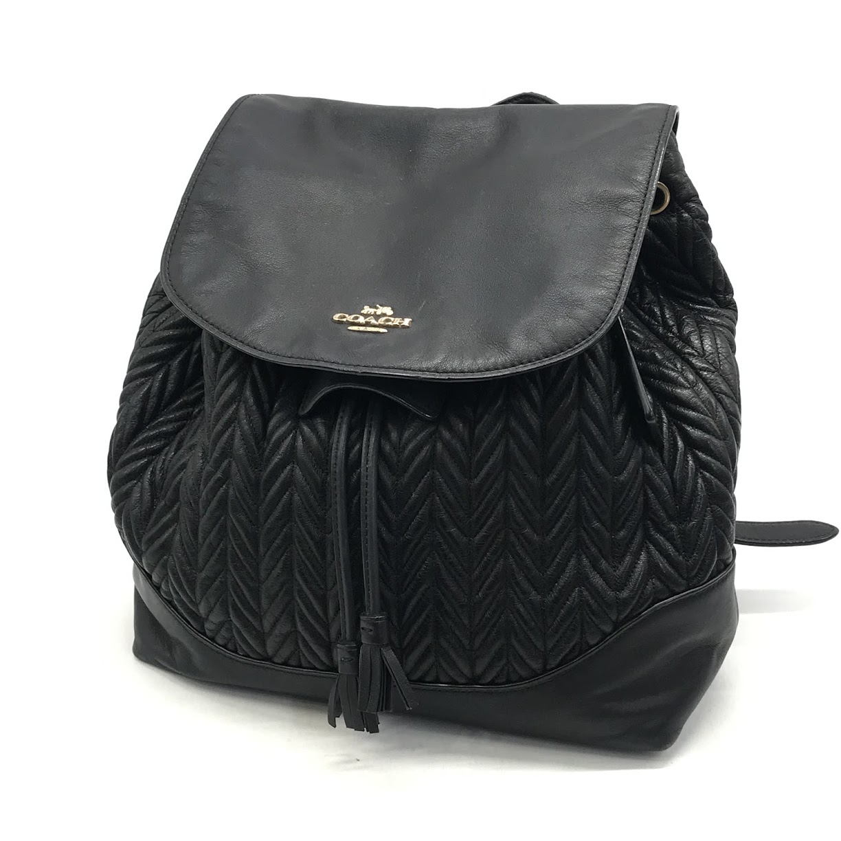 【中古】COACH | コーチ職 Elle Backpack キルティング うしろ側容器に並べる 背嚢・デイパック F72842 黒いこと【倉吉店】
