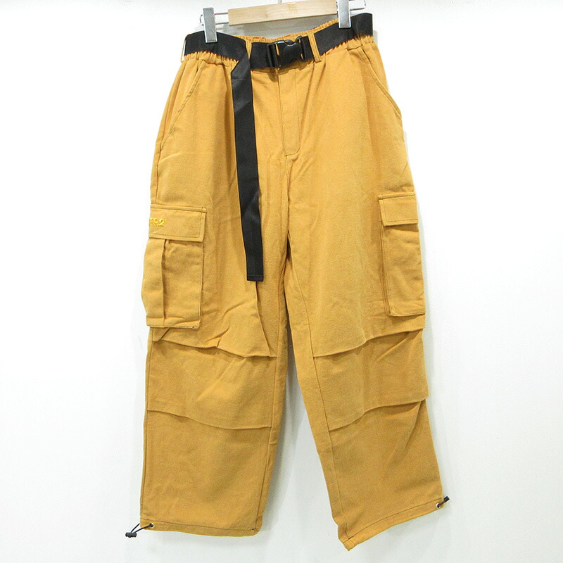 【中古】#FR2 | エフアールツー CONTRAST STITCH WIDE PANTS コントラストスティッチワイドパンツ ロゴ刺繍カーゴパンツ FRP217 イエロー マスタード サイズ:L【三重本店】