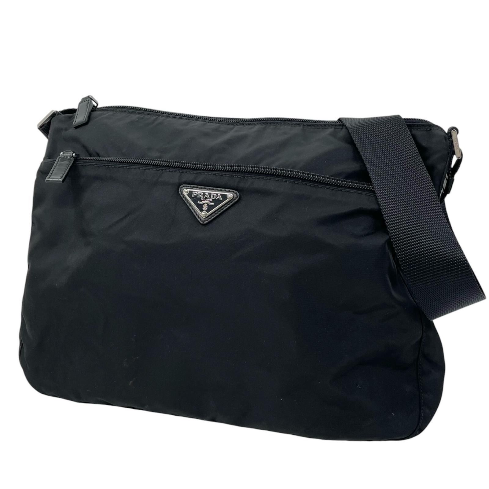 【中古】PRADA | プラダ 三角形ロゴタイプ テスート ショルダーバッグ 黒いこと【尾張小牧店】