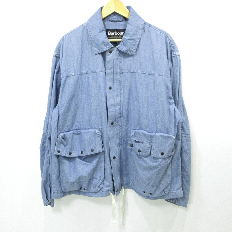 【中古】Barbour | バーブァー MODIFIED WESTOE CHAMBRAY JACKET モディファイドウエストーシャンブレージャケット ロゴ刺繍コットンリネンジャケット 251MC31038 ブルー サイズ：M【三重本店】