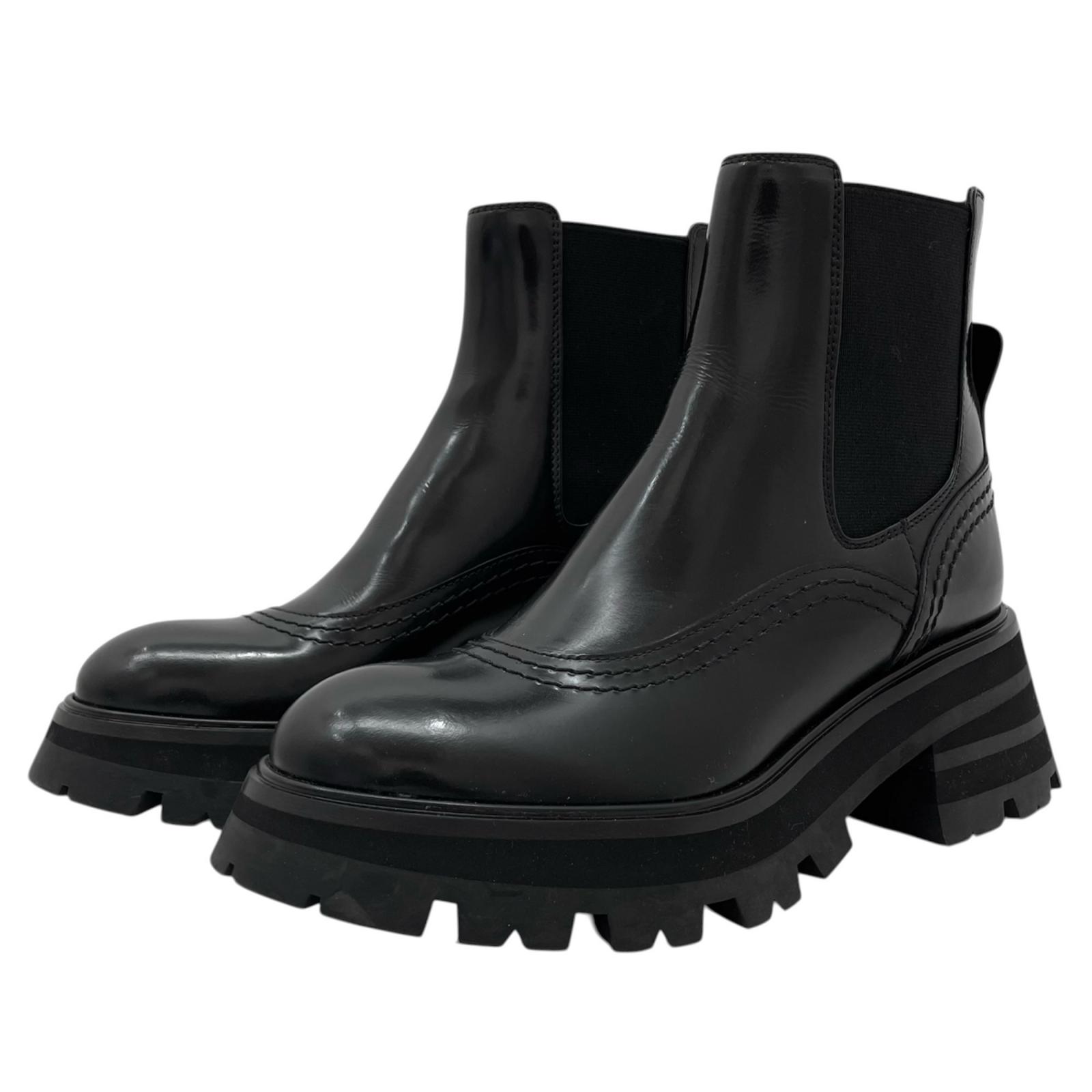 【中古】Alexander McQueen | アレキサンダーマックイーン 片方ゴア ワンダーチェルシー ブーツ B666368 黒いこと 大きさ：35【尾張小牧店】