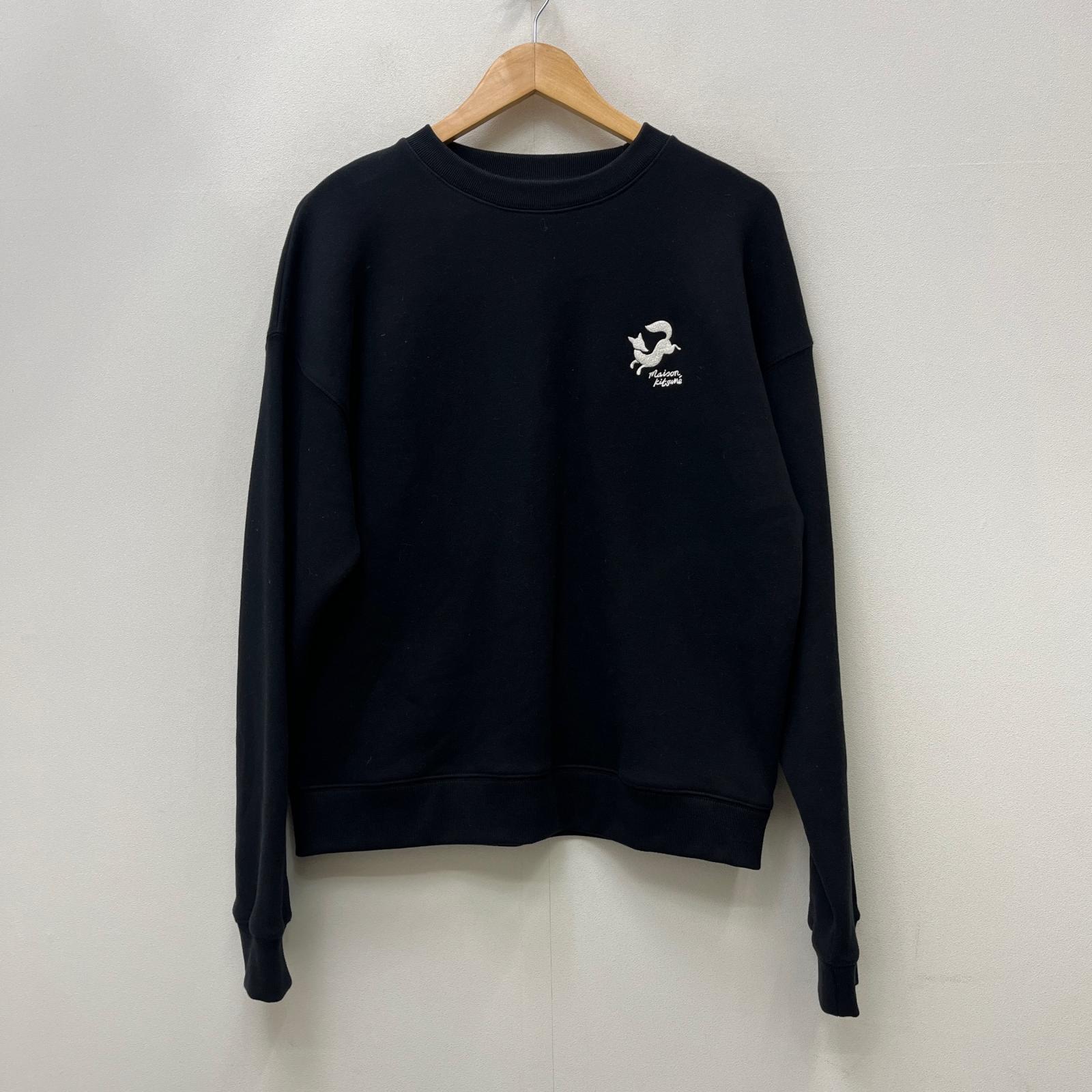 【中古】MAISON KITSUNE | メゾンキツネ ファンシーフォックス刺繍　国内正規品 スウェット NW00306KM0307 ブラック サイズ：L【加古川店】