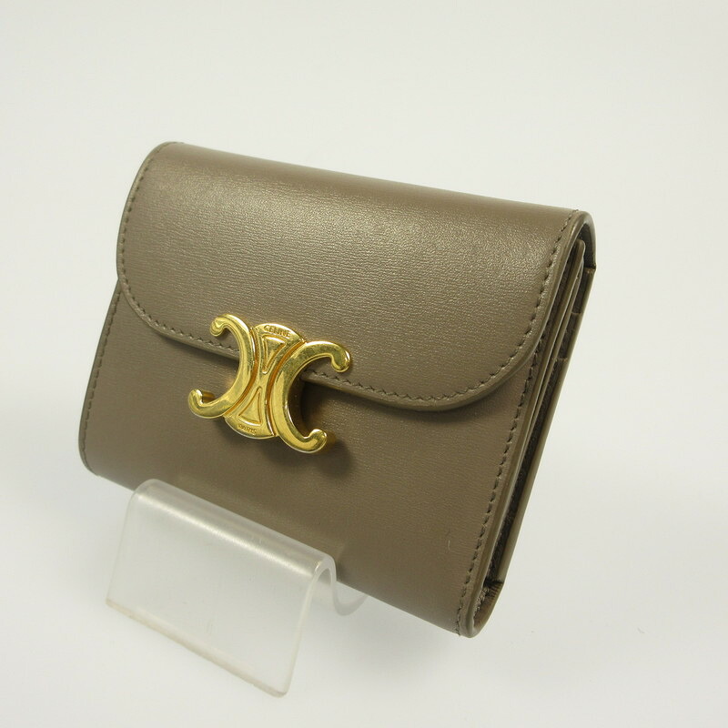 【中古】CELINE | セリーヌ カーフスキン スモールフラップウォレット 三つ折り財布 10D783DPV.10BL【姫路東店】