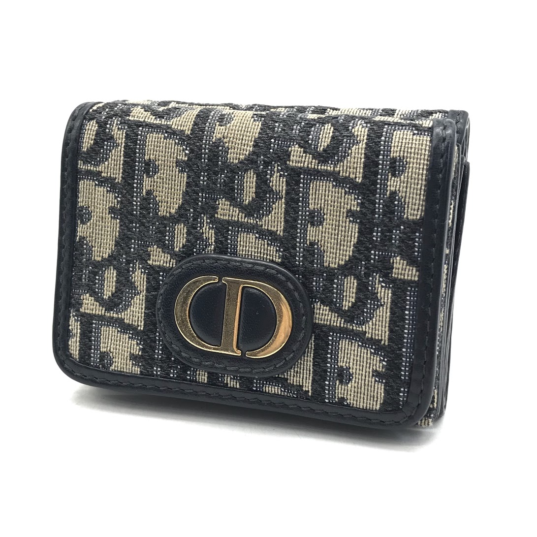 【中古】Dior | クリスチャンディオール 30 Montaigne コンパクトウォレット オブリークジャガード 三つ折り金入れ 米国海軍【倉吉店】