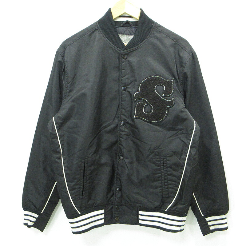 【中古】STUSSY | ステューシー OLD GOLD オールドゴールド ロゴワッペンスタジャン 中綿ナイロンジャケット ブラック サイズ:M【三重本店】
