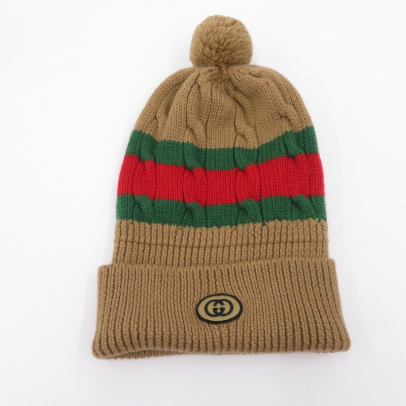 【中古】GUCCI | グッチ シェリーライン ニットキャップ 674064 4G206 ベージュ サイズ：M【瀬戸大橋店】
