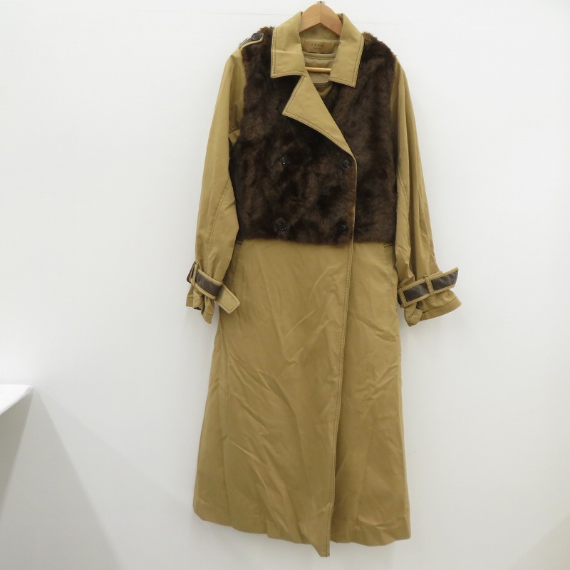 【中古】AMERI | アメリ UNDRESSED ECO FUR TRENCH COAT トレンチコート ブラウン サイズ：M【瀬戸大橋店】