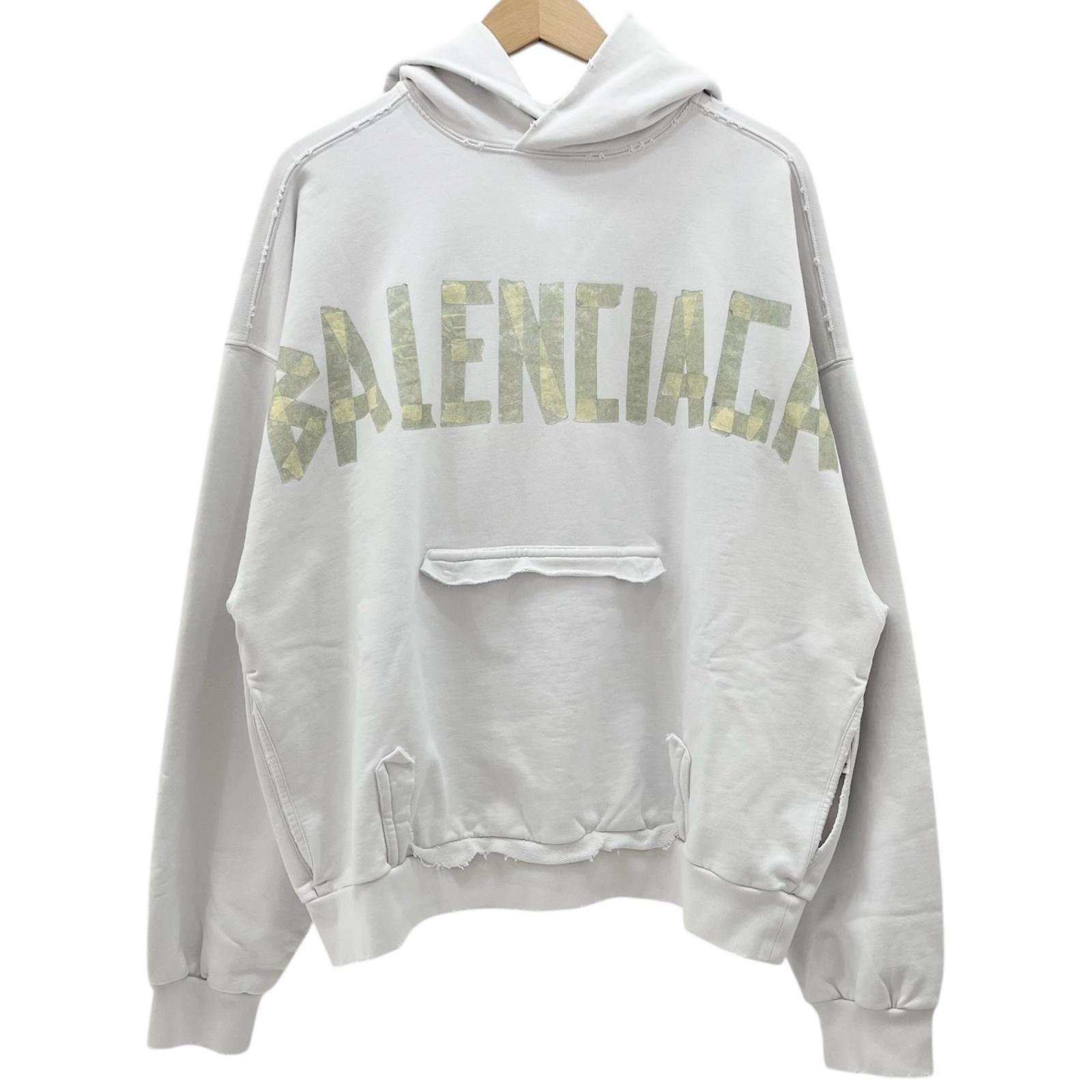 【中古】BALENCIAGA | バレンシアガ　23SS Tape Type Ripped Pocket Hoodie 長袖パーカー 744441 TOVB1 ホワイト サイズ：XS【尾張小牧店】