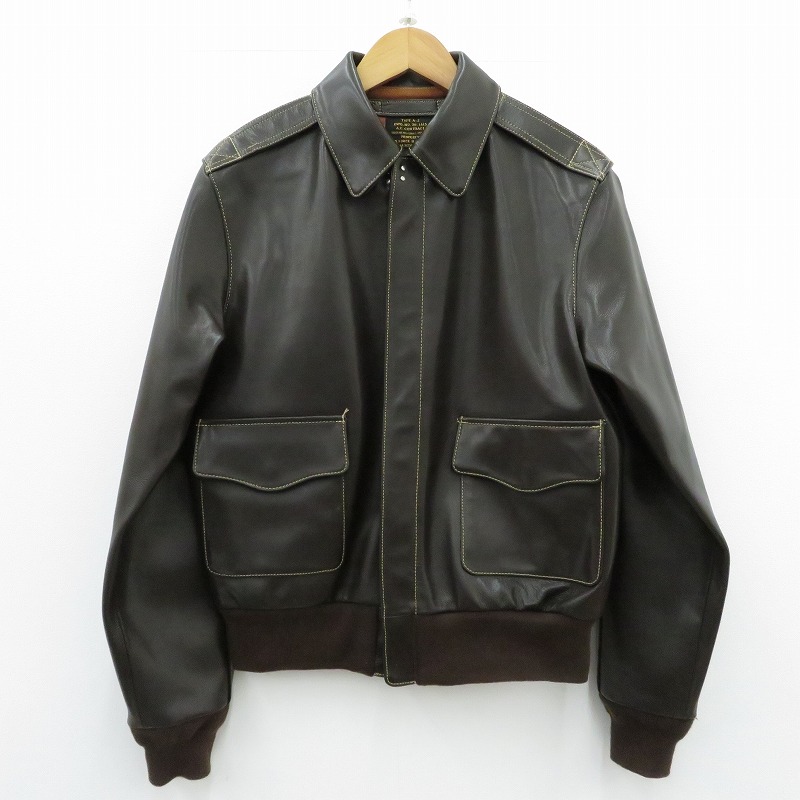【中古】MILITARY衣料 | ミリタリーイリョウ A-2 レザー 30-1415 ブラウン サイズ：38【瀬戸大橋店】