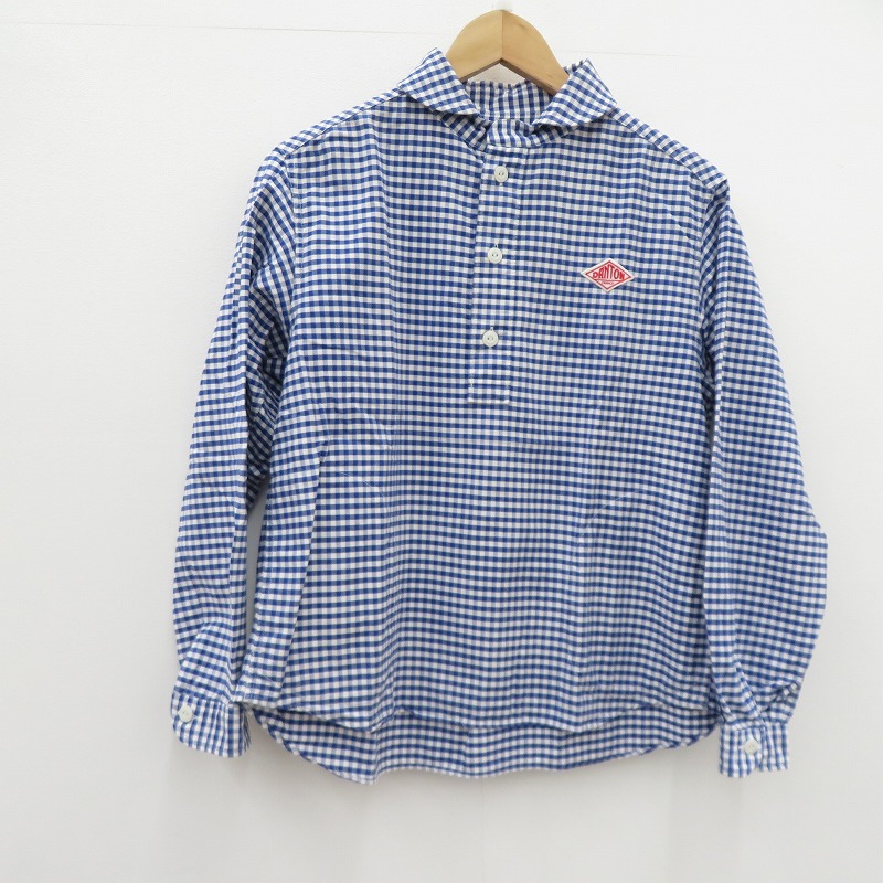 【中古】Danton | ダントン 丸襟チェックシャツ その他トップス ブルー サイズ：34【瀬戸大橋店】