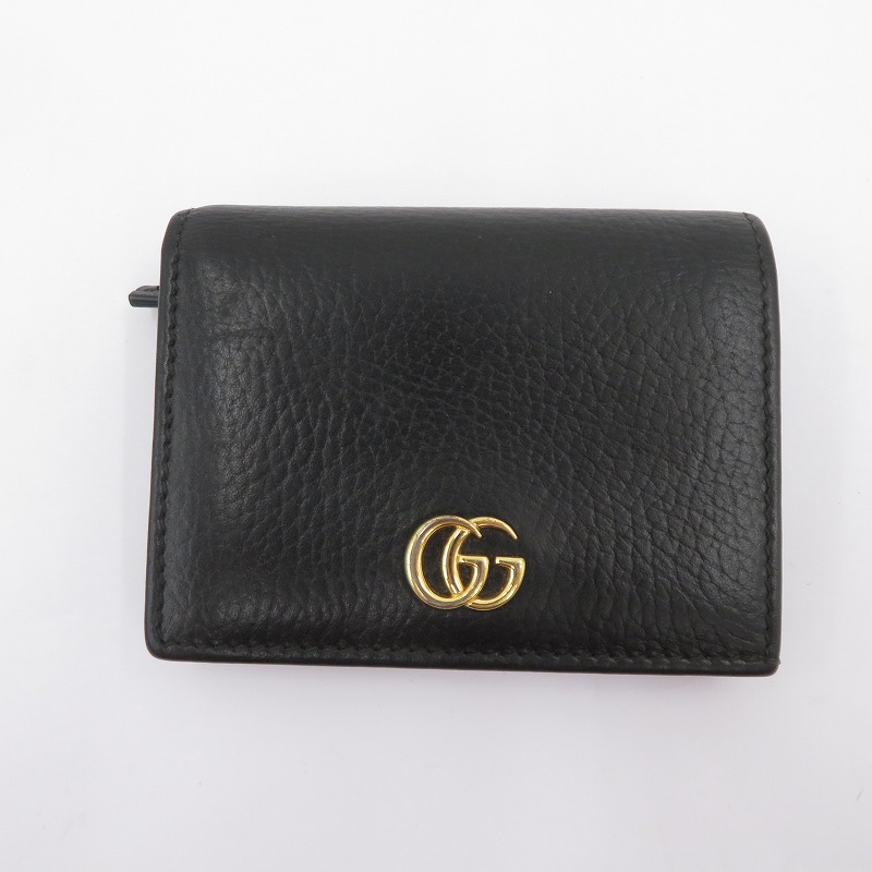 【中古】GUCCI | グッチ GGマーモント 二つ折り札入れ 456126 2149 黒いこと【瀬戸大橋店】 バッグ・小物・ブランド雑貨-レディース財布