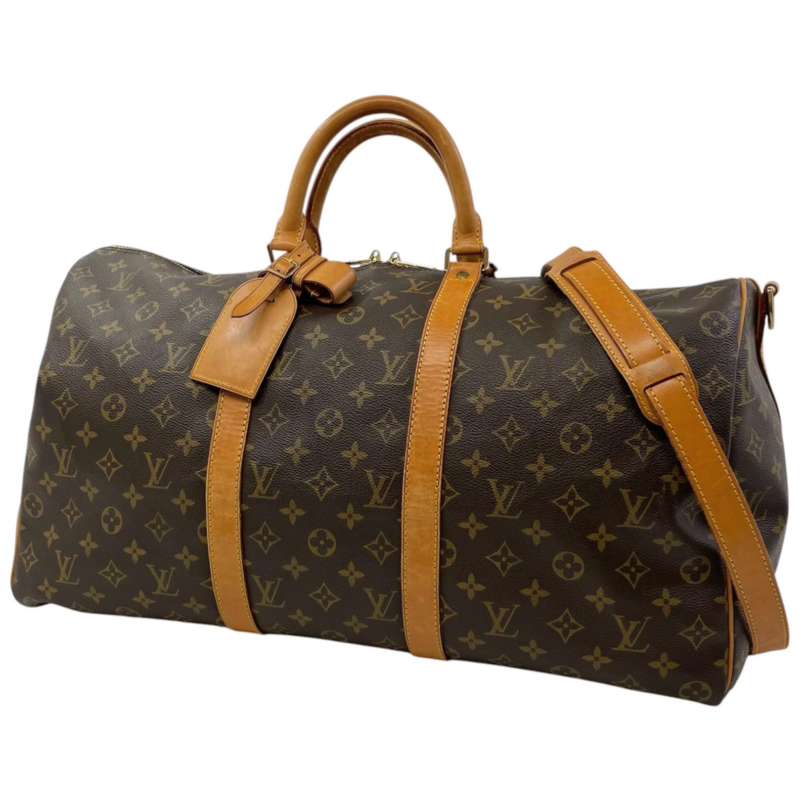 【中古】LOUIS VUITTON | ルイ・ヴィトン キーポル バンドリエール50 モノグラム ボストンバッグ 周遊御徒面子 M41416 赤銅色【尾張小牧店】
