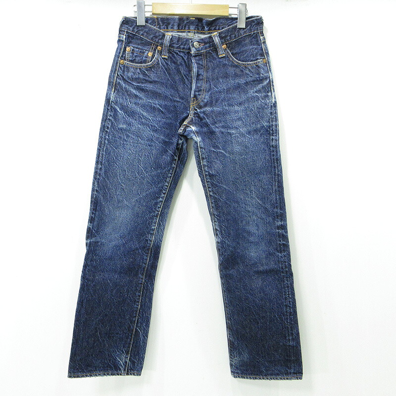 【中古】The REAL McCOY'S | ザリアルマッコイズ USED加工ボタンフライデニムパンツ ダメージ加工 LOT 001 ブルー インディゴ サイズ：29【三重本店】