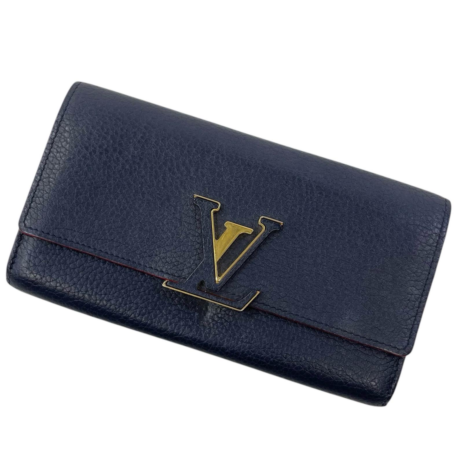 【中古】LOUIS VUITTON | ルイ・ヴィトン ポルトフォイユ カプシーヌ トリヨン パルナセア 二つ折り長財布 M63739 マリーヌルージュ ネイビー【尾張小牧店】｜お宝市番館 28,258円