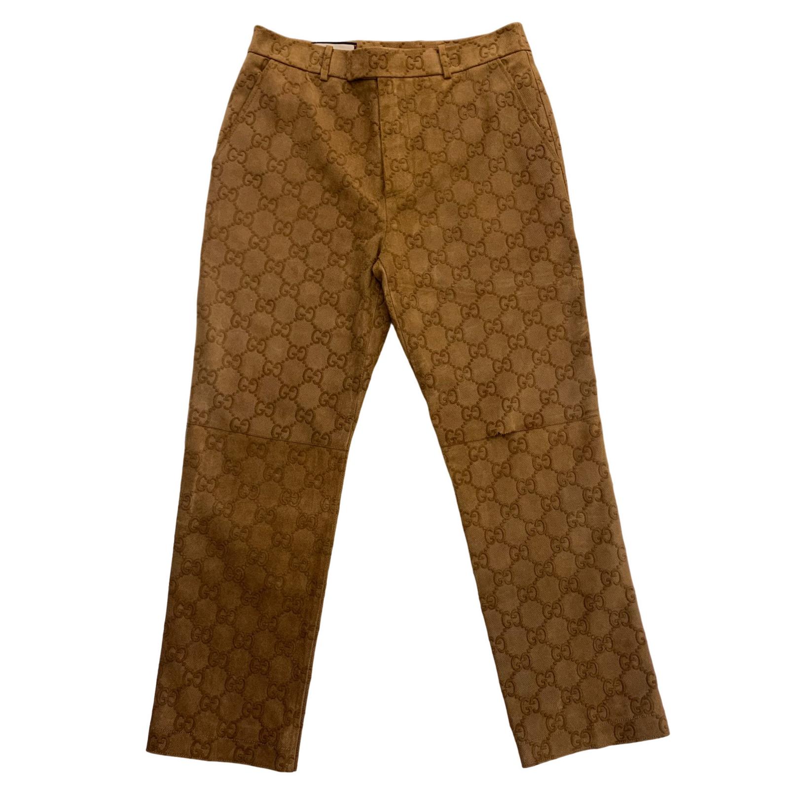【中古】GUCCI | グッチ TENNIS PRINTED SUEDE ズボン下 なめし革ズボン下 大きさ：48【瀬戸大橋店】