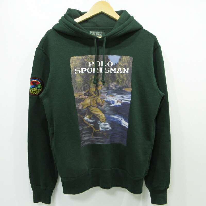 【中古】RALPH LAUREN | ラルフローレン Sportsman Fleece Hoodie フリースパーカー 緑であること 大きさ：S【三重中央局】