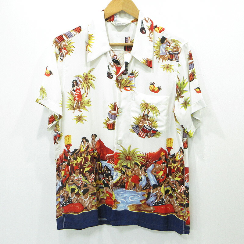 【中古】SUN SURF | サンサーフ オリエント会社組織 ハワイアンプルオーバー アロハシャツ 総柄半袖プルオーバー ss3562 白いこと マルチ色合い 大きさ：M【三重中央局】