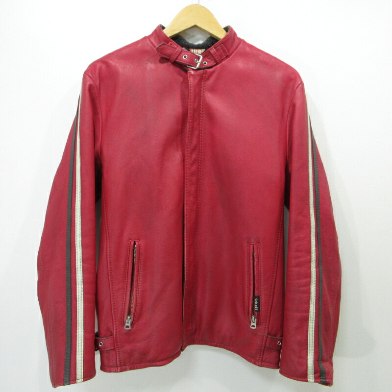 【中古】schott | ショット シングルライダースジャケット レザー レッド サイズ:L【三重本店】|お宝市番館