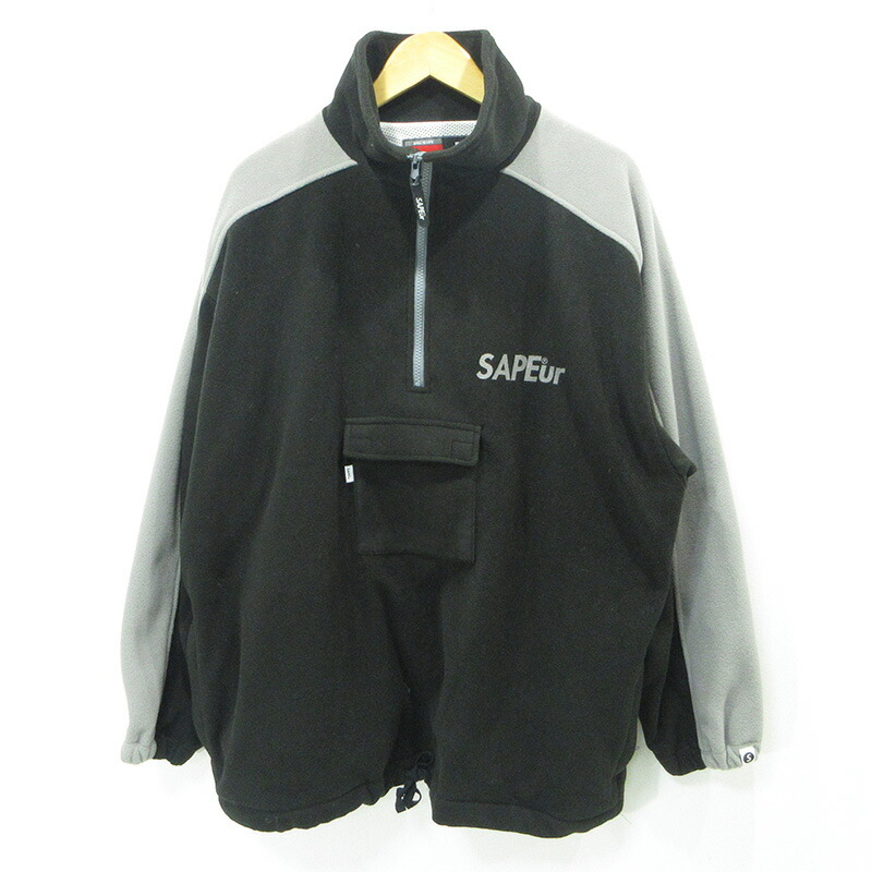 【中古】SAPEur | サプール ハーフジップロゴプリントフリーズジャケット トップス 黒いこと 大きさ：M【三重中央局】