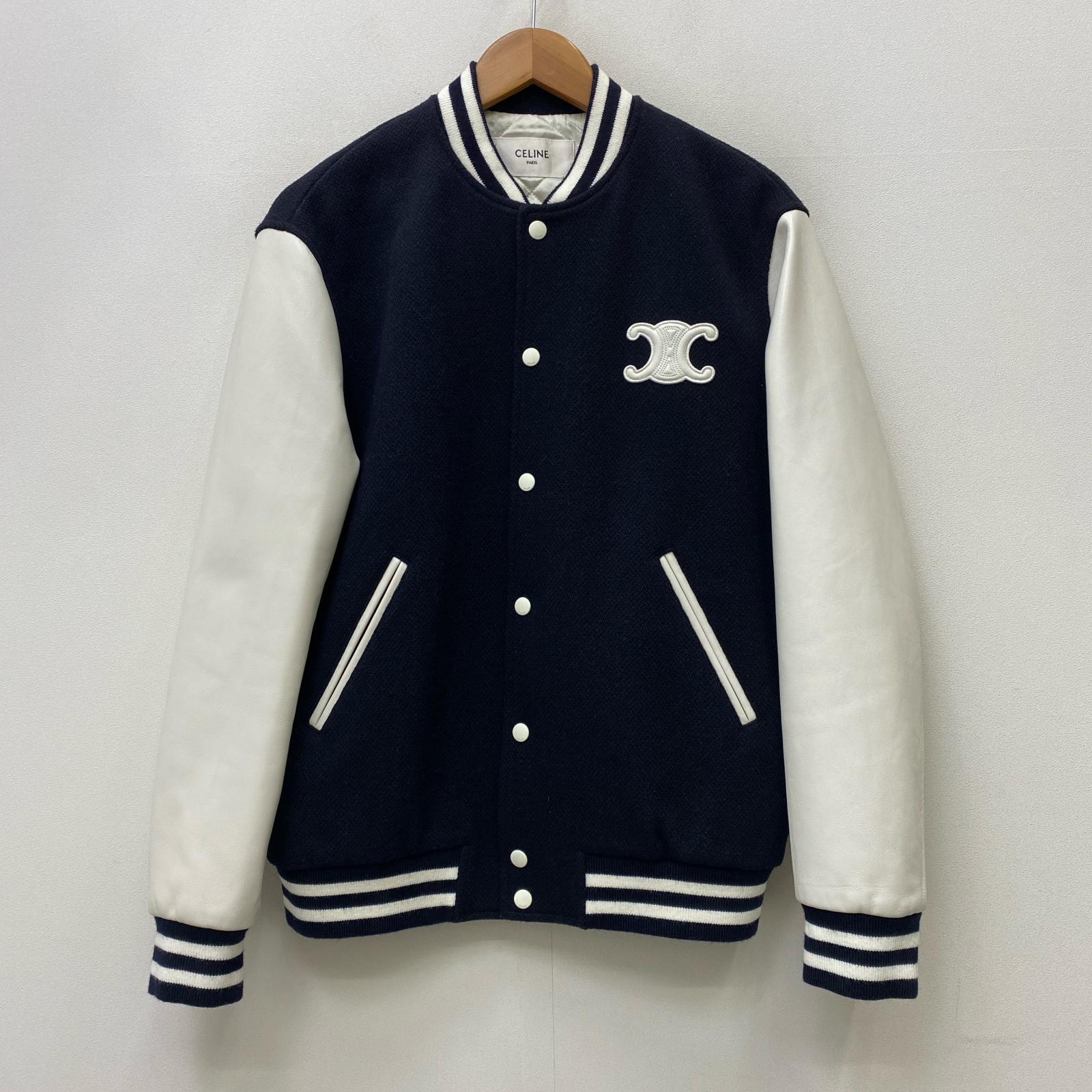 【中古】CELINE | セリーヌ Teddy Varsity Jacket In Textured Wool 国内定め事品 スタジャン 2V29V29V896C.07MR 黒いこと 大きさ：36【加古川店】