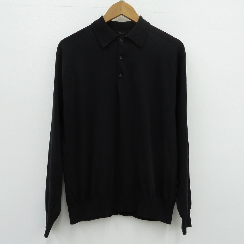 【中古】COMOLI | コモリ コットン ニットポロ ポロシャツ D01-06013 ブラック サイズ：1【瀬戸大橋店】｜お宝市番館