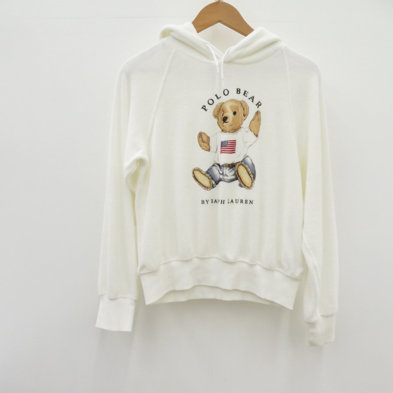 【中古】POLO RALPH LAUREN | ポロ・ラルフローレン シュランケン 填まる Polo ベア テリー フーディ パーカー 100091017 白いこと 大きさ：XS【瀬戸大橋店】
