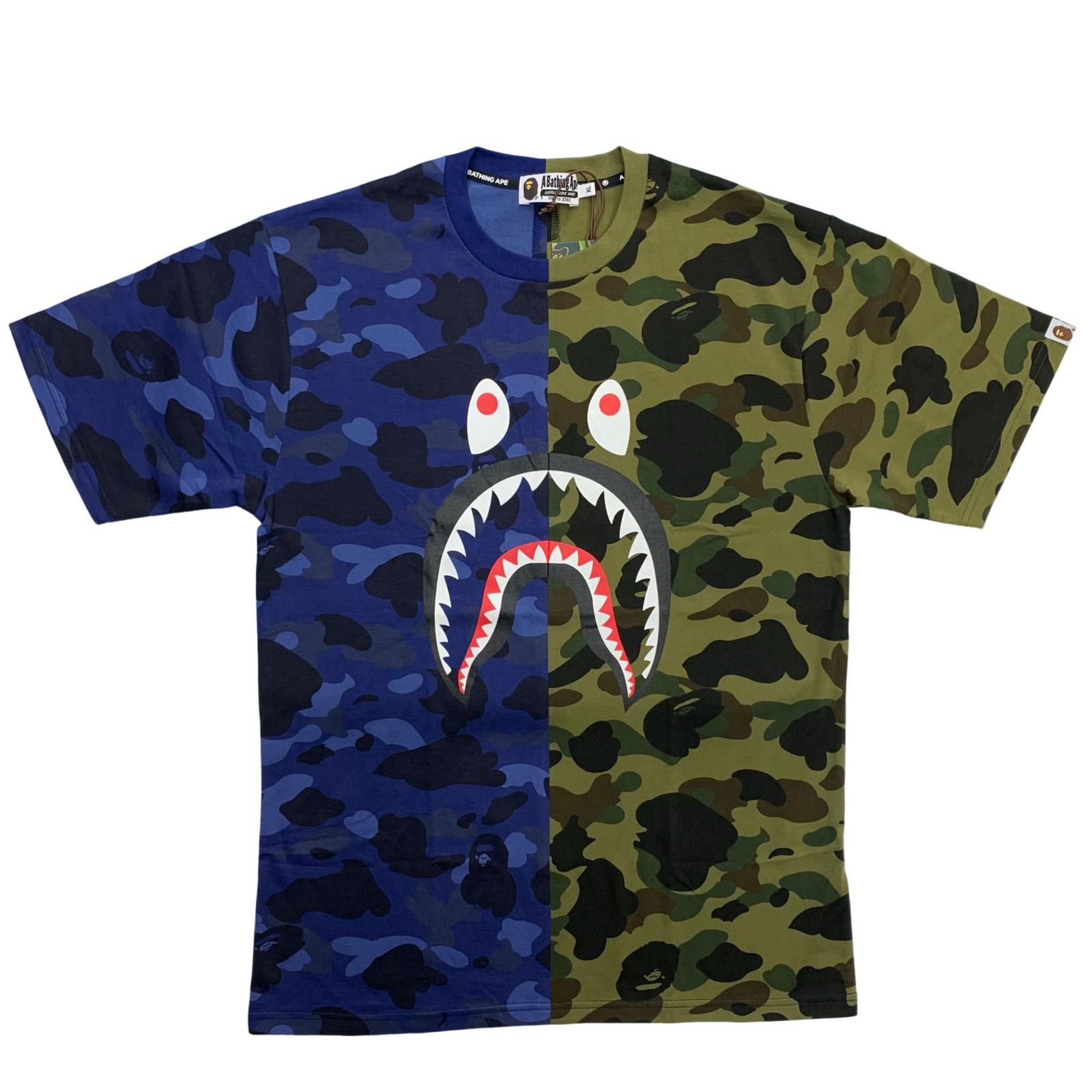 【中古】A BATHING APE | アベイシングエイプ SPLIT CAMO SHARK TEE 半袖Ｔシャツ 001CSM301009M 大きさ：XL【瀬戸大橋店】