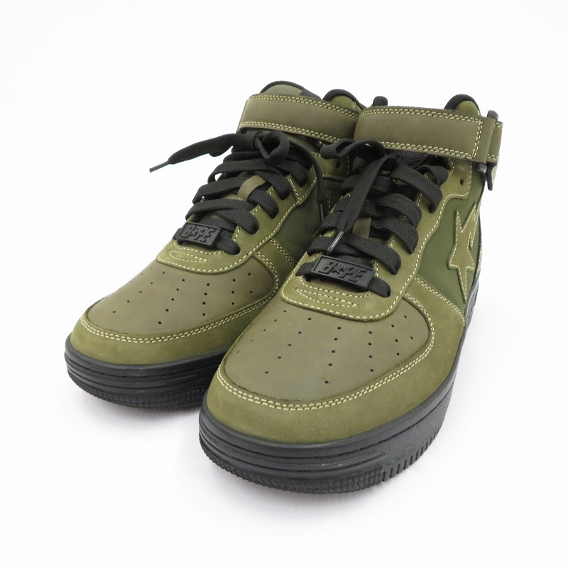 【中古】A BATHING APE | アベイシングエイプ Bape Sta Mid スニーカー カーキ 27糎【瀬戸大橋店】