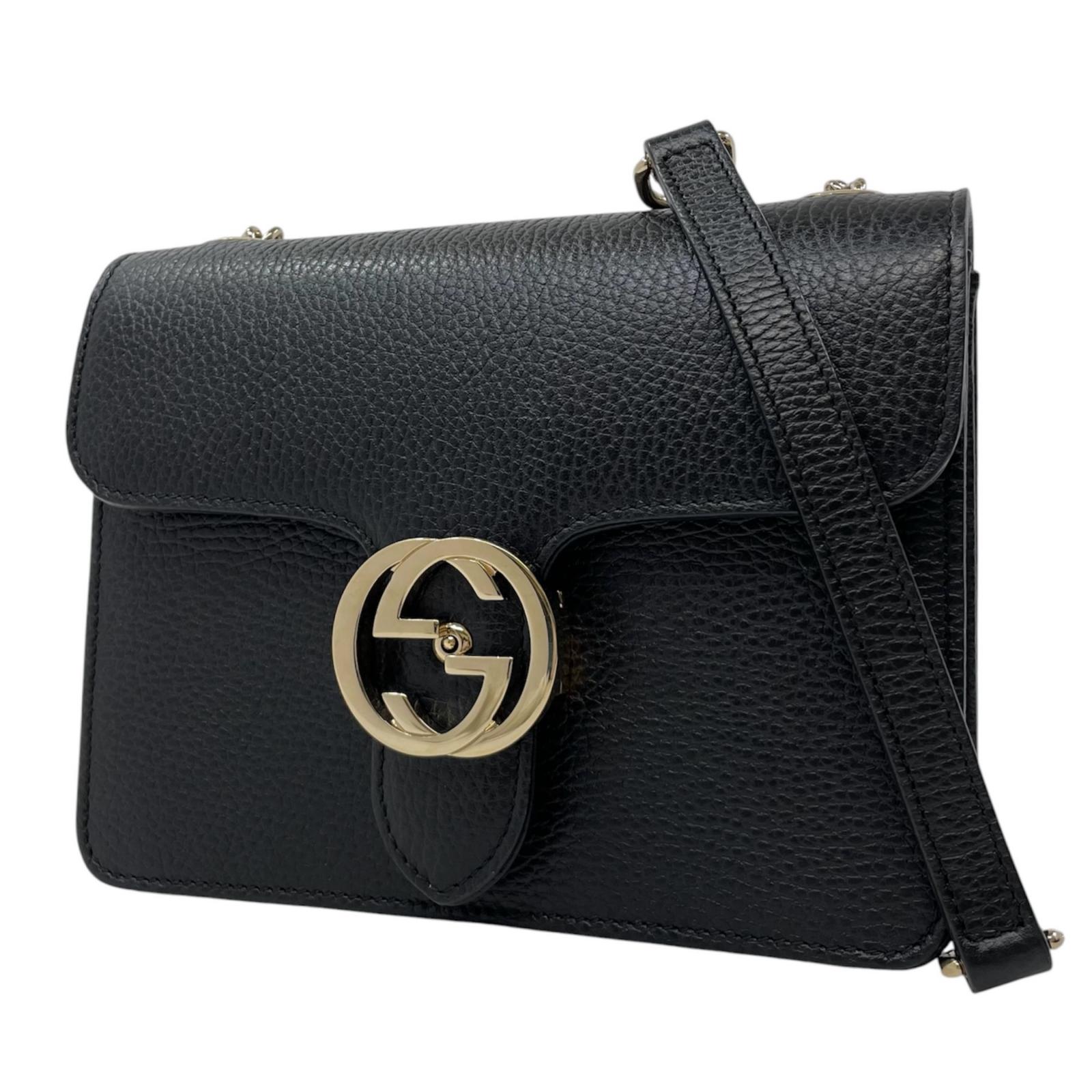 【中古】GUCCI | グッチ インターロッキングG チェーン店 ショルダーバッグ 510304 黒いこと【尾張小牧店】