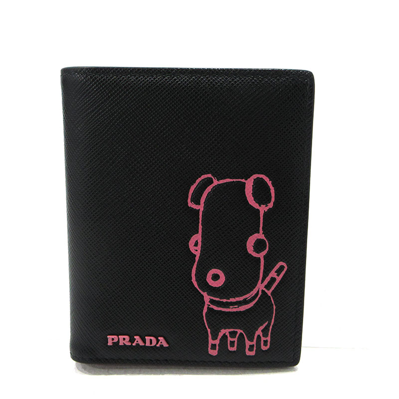 【中古】PRADA | プラダ サフィアーノ プラダマリア 二つ折り財布 1MV204 ブラック【三重本店】｜お宝市番館