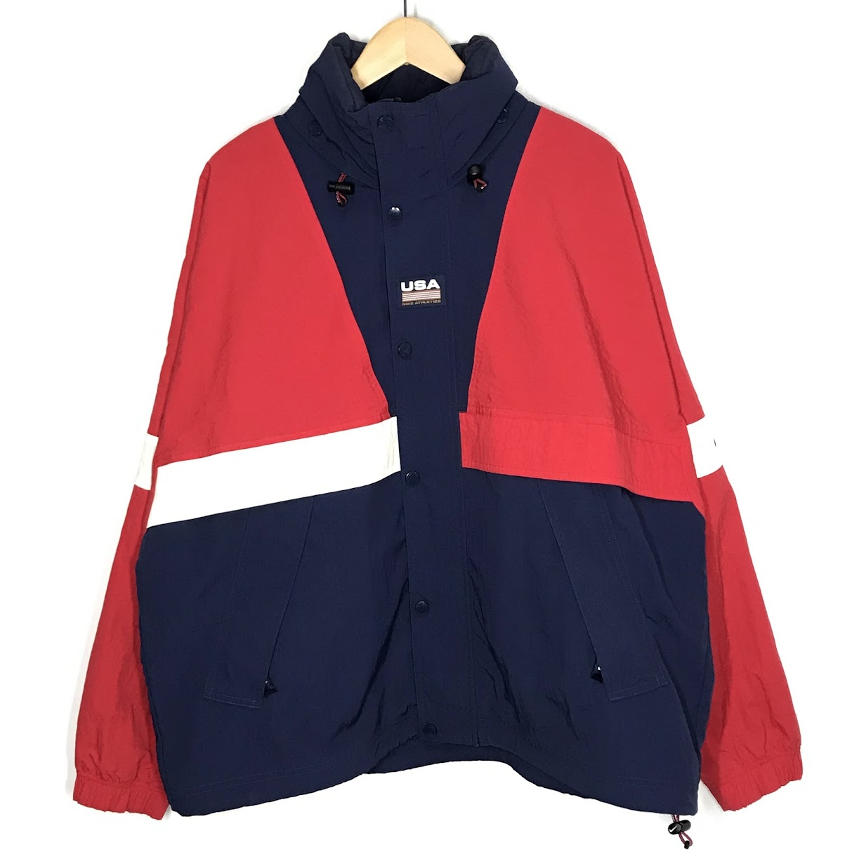 【中古】NIKE | ナイキ Swoosh Stripe Jacket ナイロンジャケット CD6374-657 ネイビー×レッド サイズ:L【倉吉店】|お宝市番館