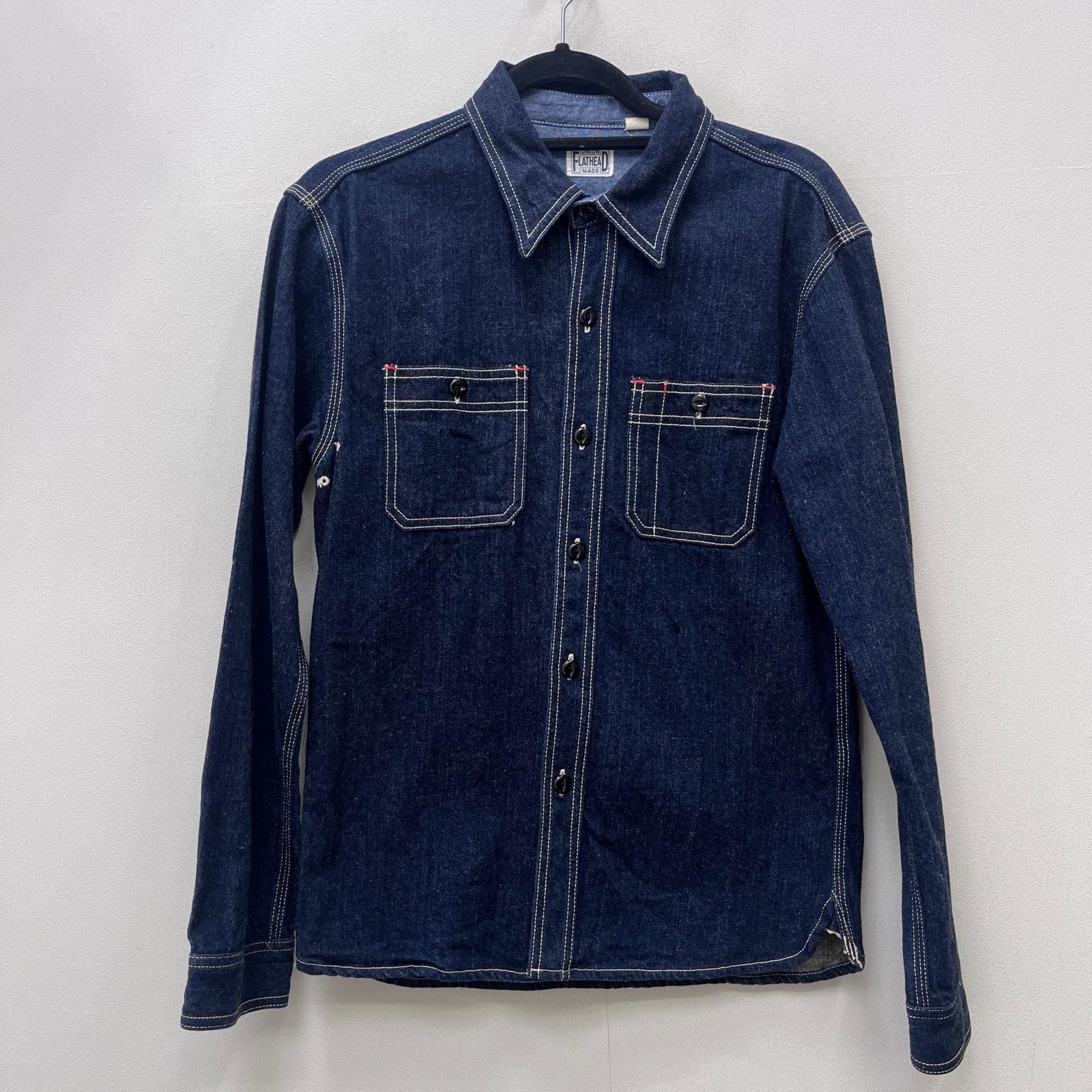 【中古】THE FLAT HEAD | ザフラットヘッド DENIMWORKSHIRT 長袖ティーシャツ 7010W インディゴ 大いさ：38【加古川店】