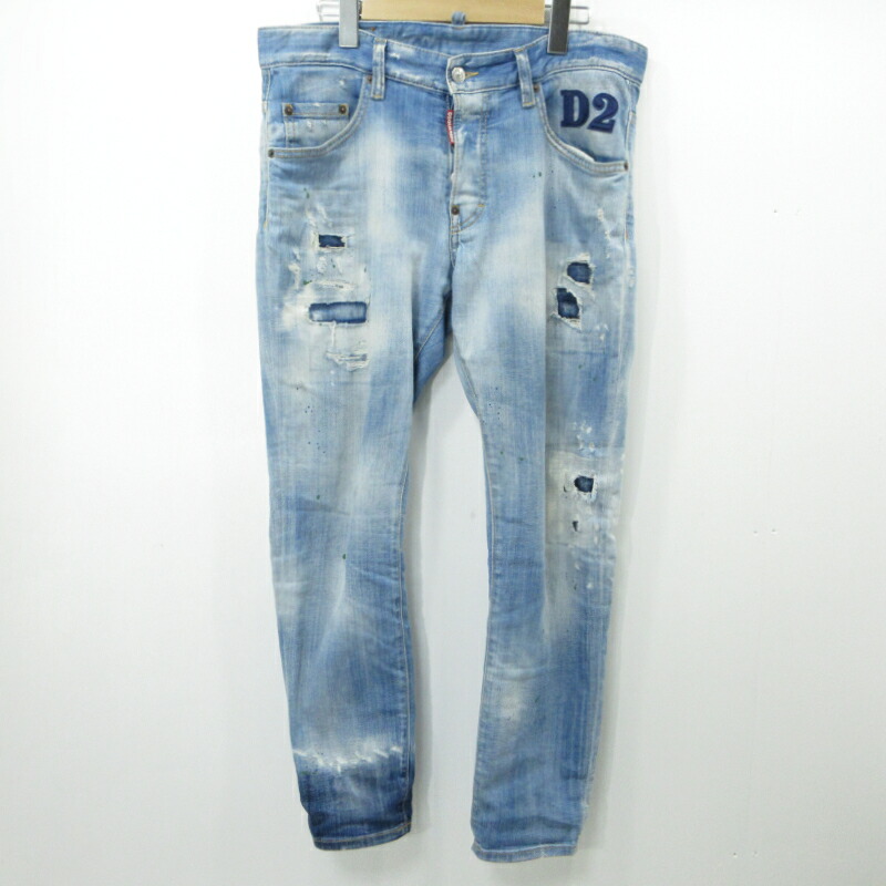 【中古】DSQUARED2 | ディースクエアード LIGHT WASH 1 SKATER JEAN スケーター デニム ボタンフライデニムパンツ S74LB0851 青色 大きさ：48【三重中央局】