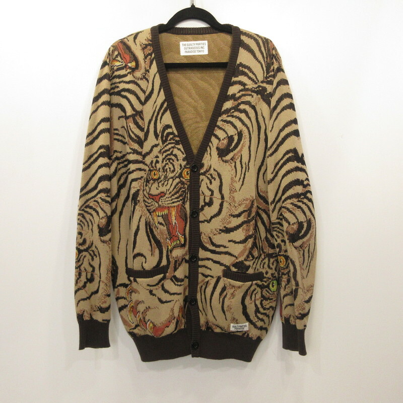 【中古】WACKOMARIA | ワコマリア×TIMLEHI JACQUARD CARDIGAN ジレー TIMLEHI-WM-KN13 大きさ：L【姫路東店】
