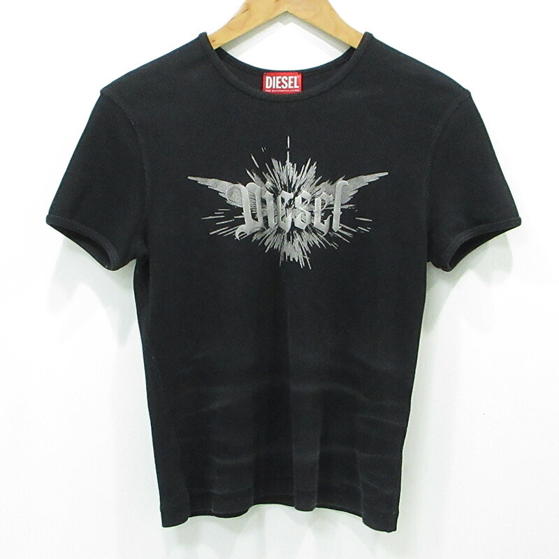 【中古】DIESEL | ディーゼル ロゴタイプ刷り上げる半袖ティーシャツ 汚れた状態工業 A14231 0WFBM 黒いこと 大きさ：XL【三重中央局】