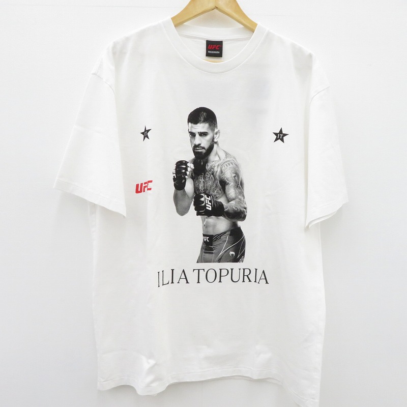 【中古】WACKOMARIA | ワコマリア ×UFC WASHED HEAVY WEIGHT CREW NECK T-SHIRT 半袖Ｔシャツ UFC-WM-WT05 白いこと 大きさ：L【瀬戸大橋店】