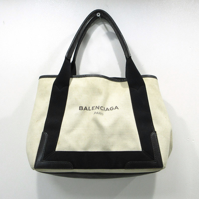 【中古】BALENCIAGA | バレンシアガ ネイビーカバスS トートバッグ 339933 白いこと【三重中央局】