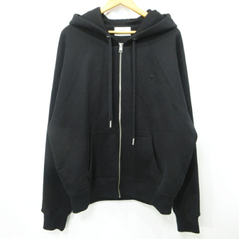 【中古】AMI | 意中の女 AMI DE COEUR HOODIE ジップアップパーカー USW759.747 黒いこと 大きさ：XXL【三重中央局】