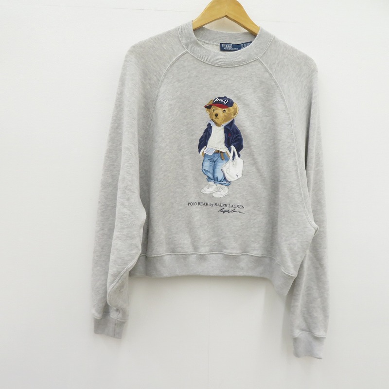 【中古】POLO RALPH LAUREN | ポロ・ラルフローレン Polo ベアライトウェイトフリースクルーネック 汗水 薄墨色 大いさ：XS【瀬戸大橋店】