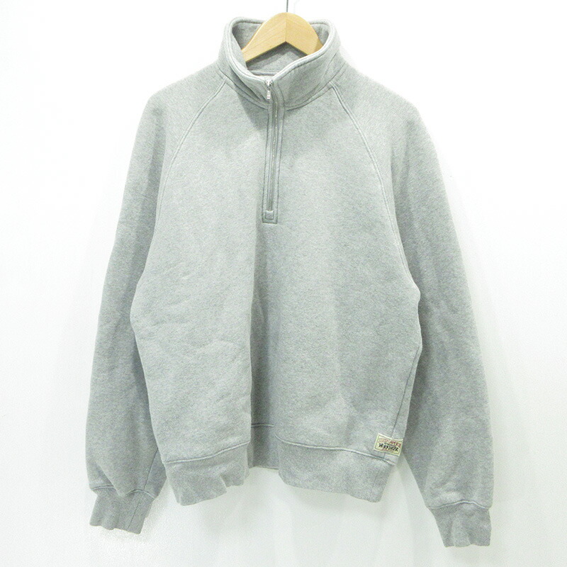 【中古】STUSSY | ステューシー ハーフジップ長袖トレーナー ロゴタイプ付け札裏起毛ティーシャツ 118573 薄墨色 大きさ：M【三重中央局】