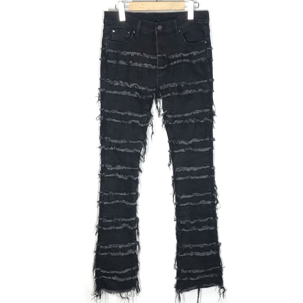 【中古】mnml | ミニマル PANELED SKINNY STACKED DENIM 太陽面爆発ジーンズ ジーンズズボン下 黒いこと 大いさ：30【倉吉店】