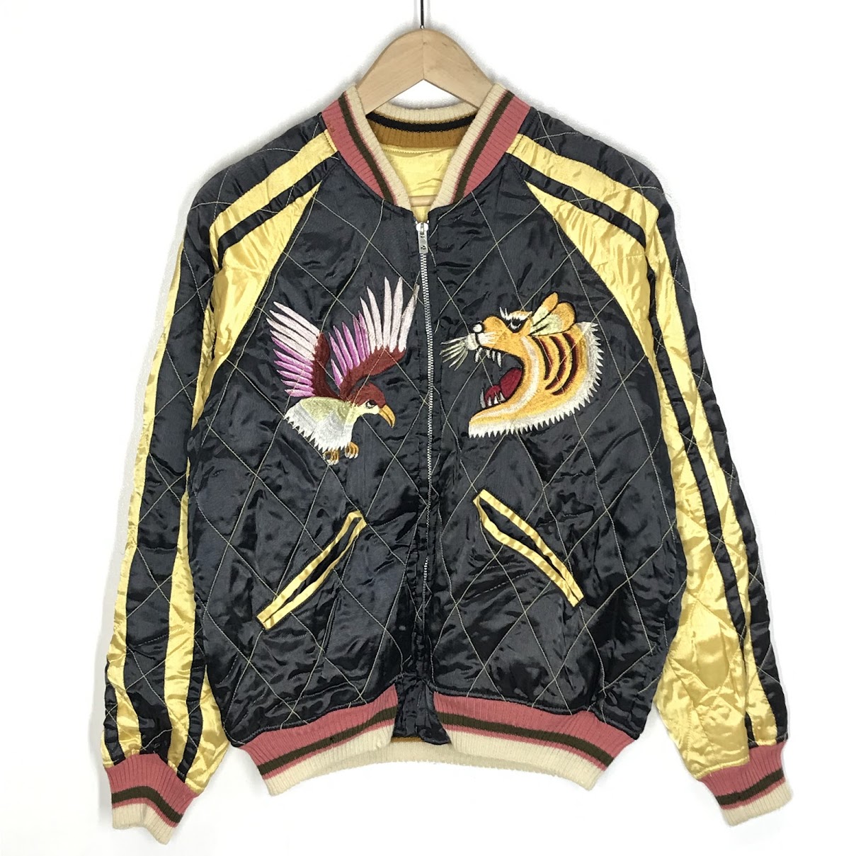 【中古】CAB CLOTHING | キャブクロージング REVERSIBLE SOUVENIR JACKET リヴァーシブル スカジャン 差し上げ物上衣 C-AT-942 黄色 大いさ：M【倉吉店】