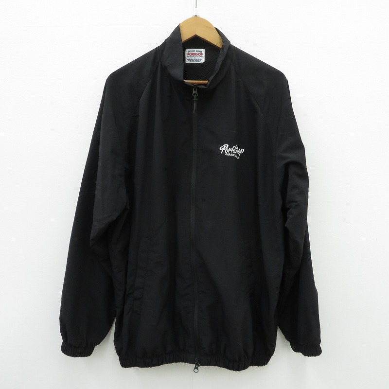 【中古】PORK CHOP | ポークチョップ OVAL LOGO NYLON JACKET ナイロンジャケット ブラック サイズ：XL【瀬戸大橋店】｜お宝市番館
